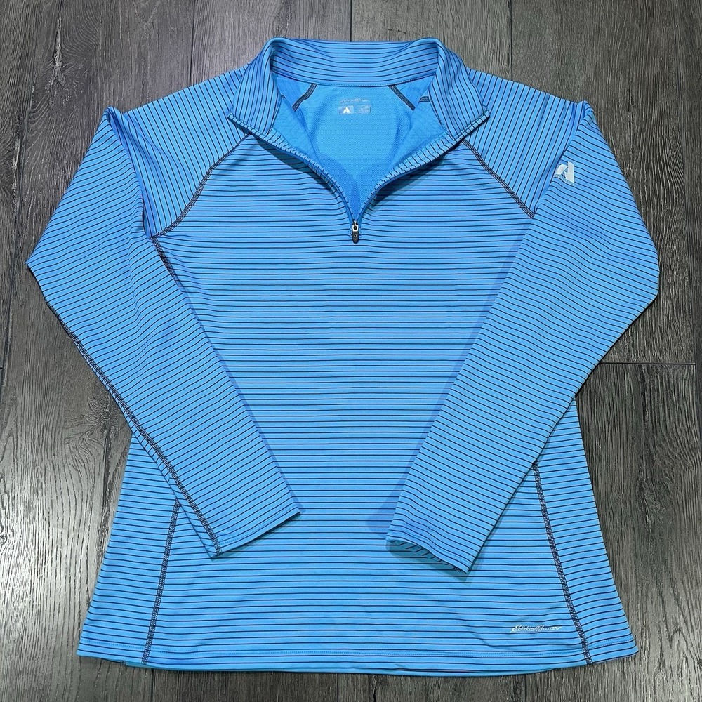 Eddie Bauer First Ascent Free Heat Pro 1/4 Zip Blue Stripe Womens XL Long Sleeve - Picture 2 of 8